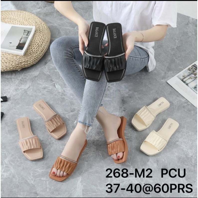 SANDAL IMPORT WEDGES WANITA BALANCE 268-M2 BLING BLING BAHAN KARET JELLY LENTUR RINGAN