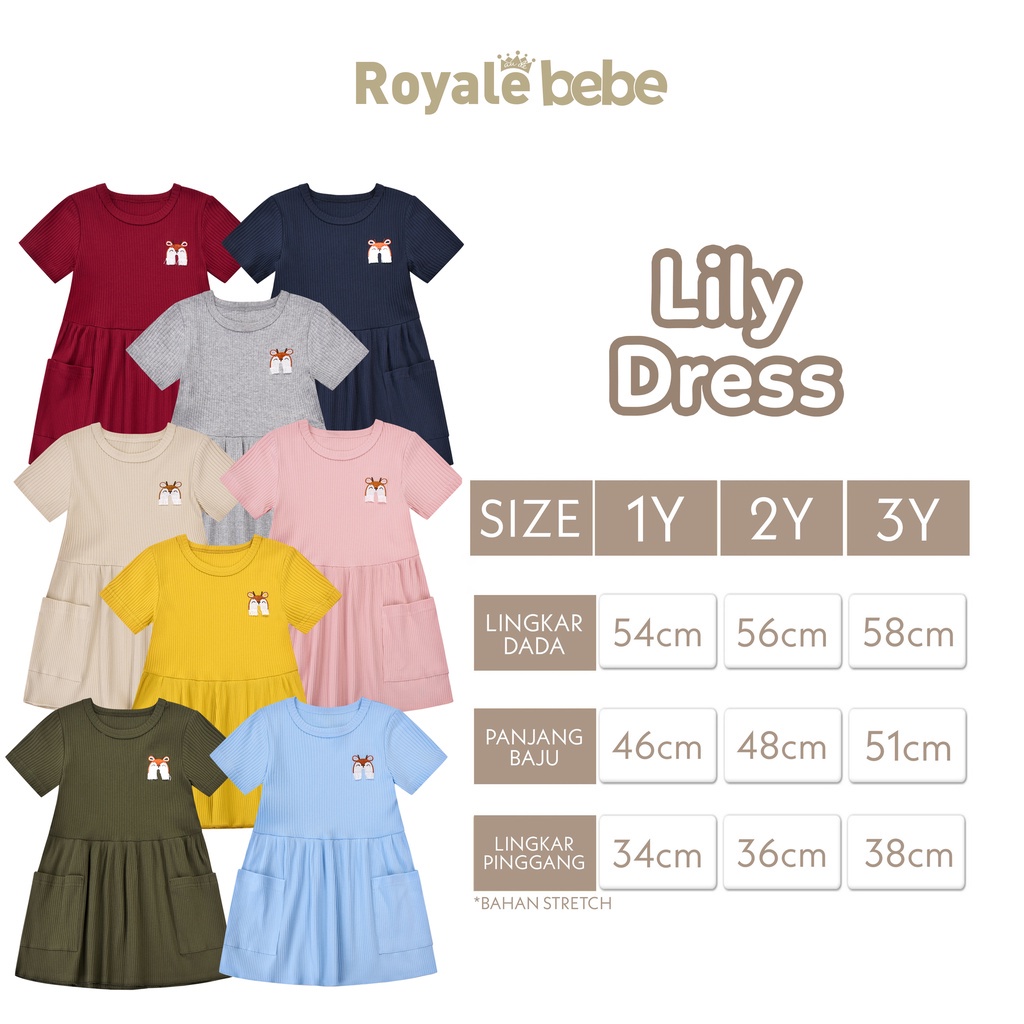 ROYALE BEBE LILY DRESS / USIA 3 TAHUN WARNA RANDOM