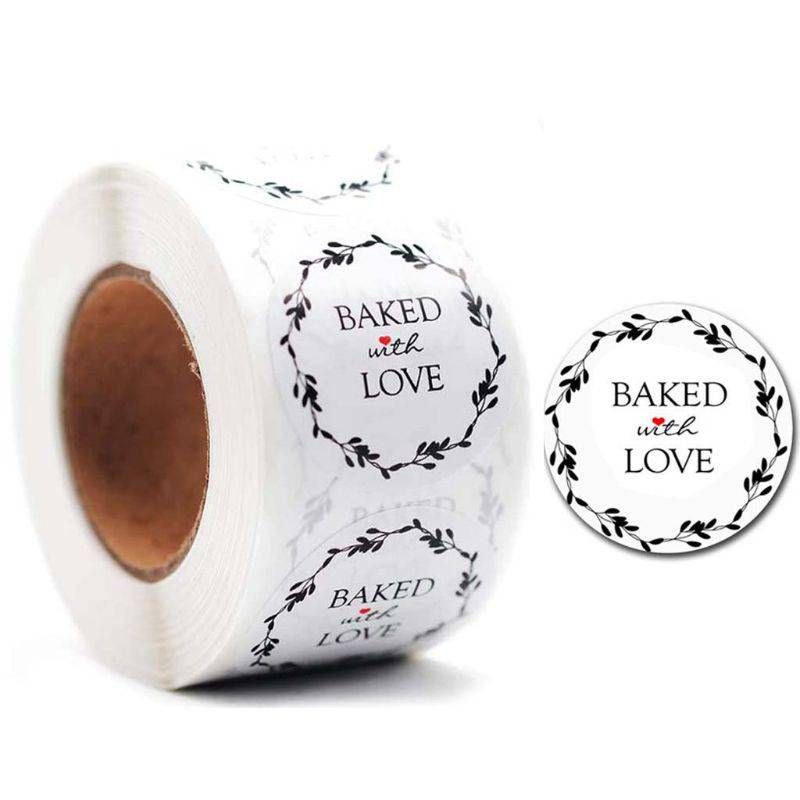 [100PCS] (Part 2) Sticker Label Thank You for Your Order Baked with Love Diameter 2,5cm-N
