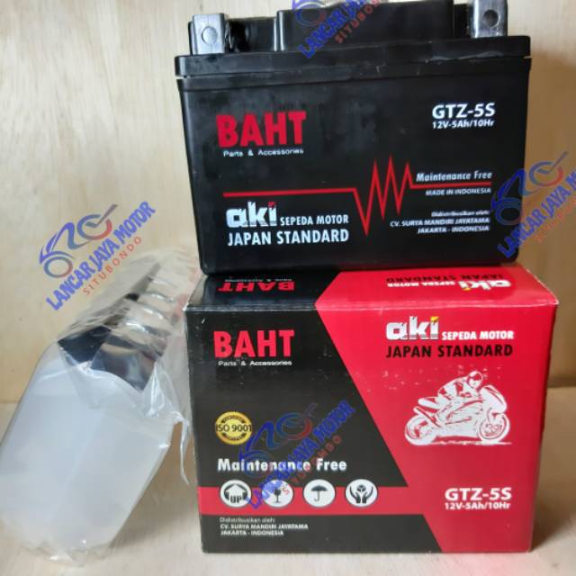 Aki Motor Paling MURAH Terlaris Merk Baht GTZ-5S MF (Tipe Kering
