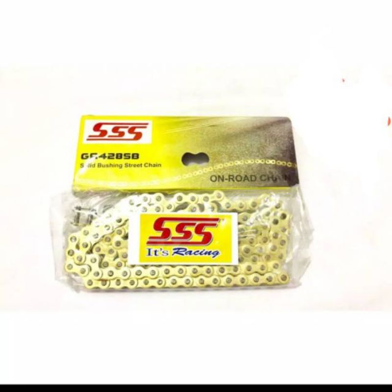 rantai sss 428 130L rantai triple S 428 warna gold emas