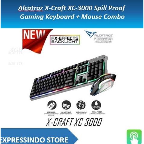 Alcatroz X-Craft XC-3000 Spill Proof Gaming Keyboard + Mouse Combo