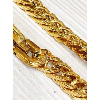 ✺ Bayar Ditempat - Gelang Pria Titanium 316L Emas Rantai Plat Rapat ►