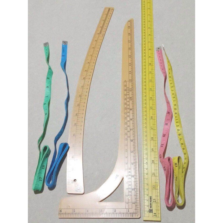 penggaris pola jahit set.isi 3 penggaris 4 meteran warna acak / Alat jahit / kebutuhan menjahit / to