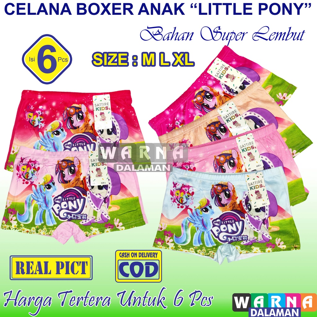 6 Pcs Boxer Anak Perempuan Gambar Kartun Celana Dalam Anak Cewek Terkini | WARNA DALAMAN