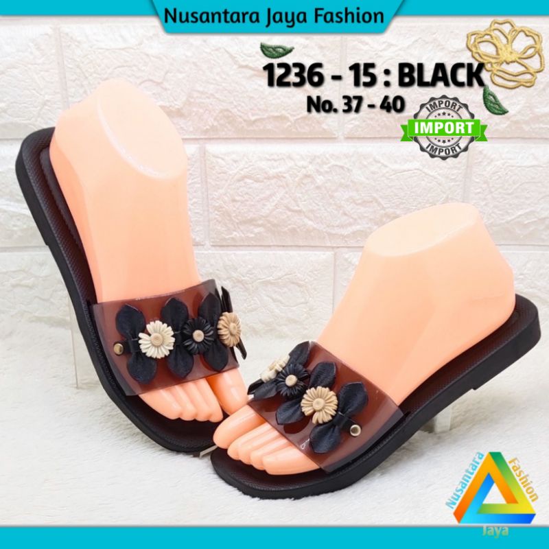 Sandal Slop Wanita Jelly - Sandal Flat Wanita Import 1236 15