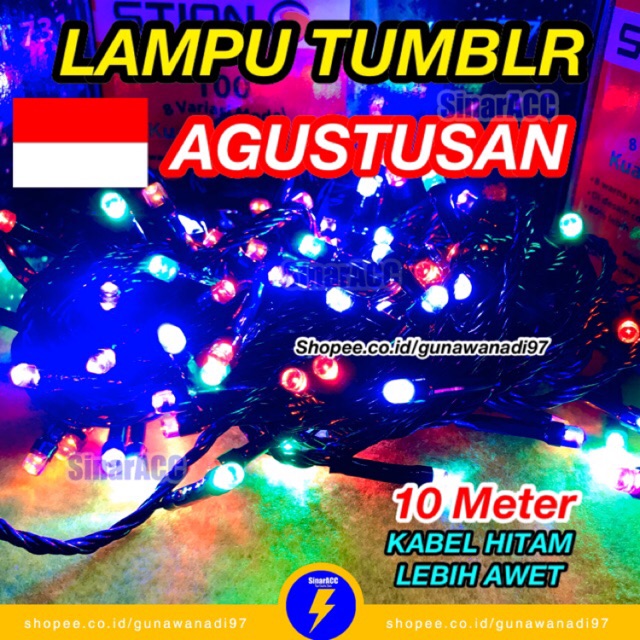 Lampu Natal Kabel Hitam 10 Meter Lampu Tumblr kabel hitam 10 Meter rainbow warna warni Led RGB