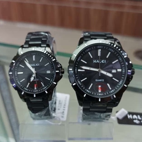 PROMO JAM TANGAN HALEI 8033M  8033L ORIGINAL COUPLE CWE & CWO full Black