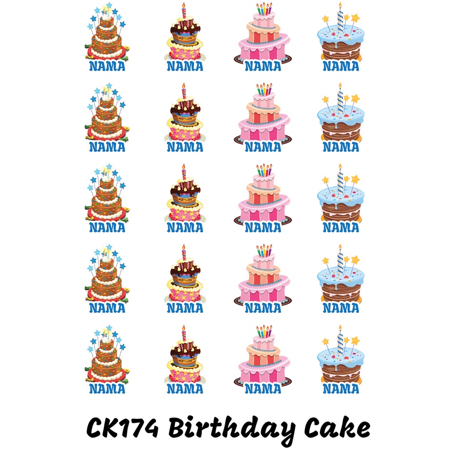 

Sticker Nama Cutting Label Waterproof Tahan Air Birthday Cake (CK174)