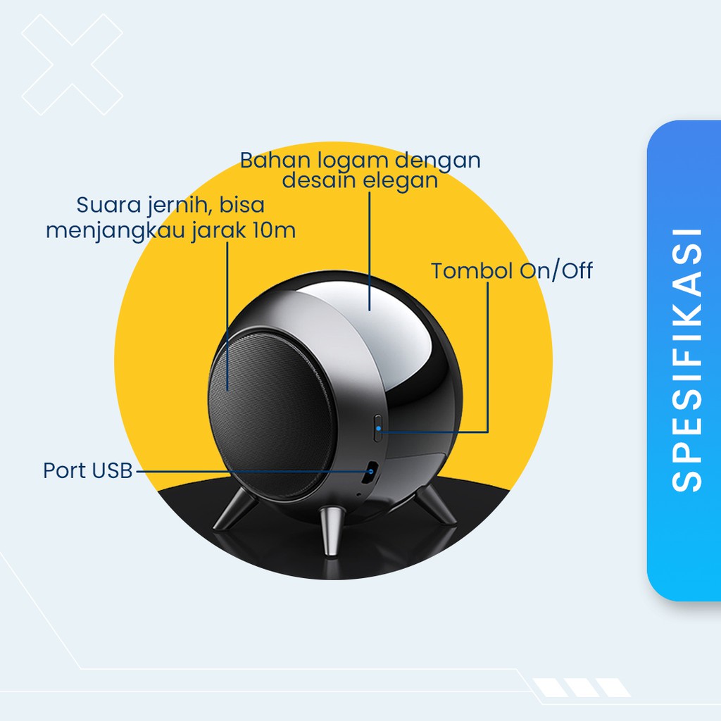 Speaker Bluetooth 5.0 Mini Wireless Portabel Bulat Original Import-1