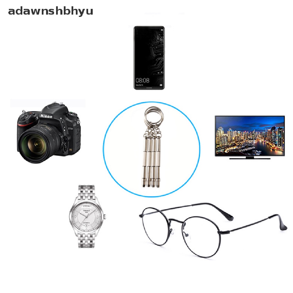 Adawnshbhyu Fashion 4in1 Obeng Kacamata Hand Tools Repair Kit Dengan Gantungan Kunci