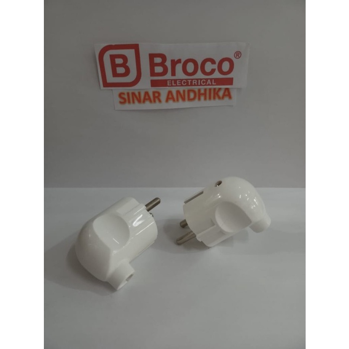Listrik-Perlengkapan- Steker/Colokan Arde New Gee White Bengkok "L" Broco 13312 -Perlengkapan-