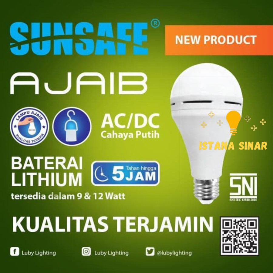 Lampu / Bolam Emergency SunSafe Ajaib 9w / 12w / 15w / 18w / 9 Watt / 12 Watt / 15 Watt / 18 Watt