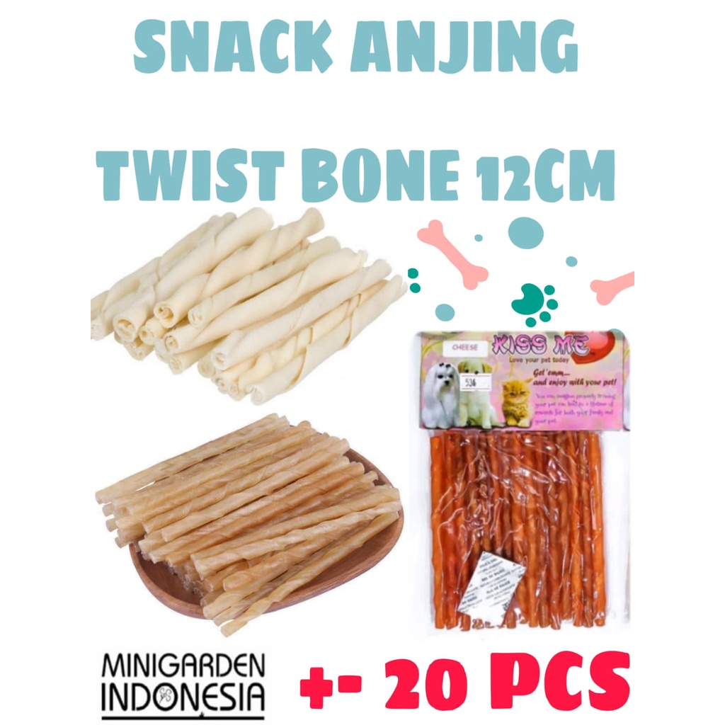 TWIST BONE 12CM KISS ME snack anjing stik tulang gigitan rawhide dog snack