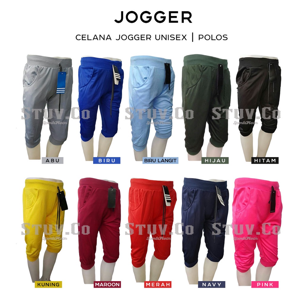 CELANA JOGGER PENDEK 3/4 JOGGER PANTS OLAHRAGA PRIA WANITA JOGGING SENAM GYM FITNESS