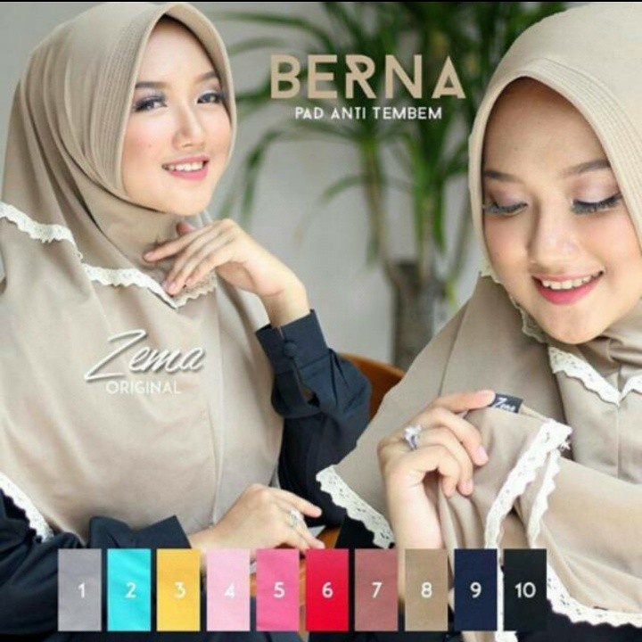 Hijab Instan Jersey Berna Pad Anti Tembem