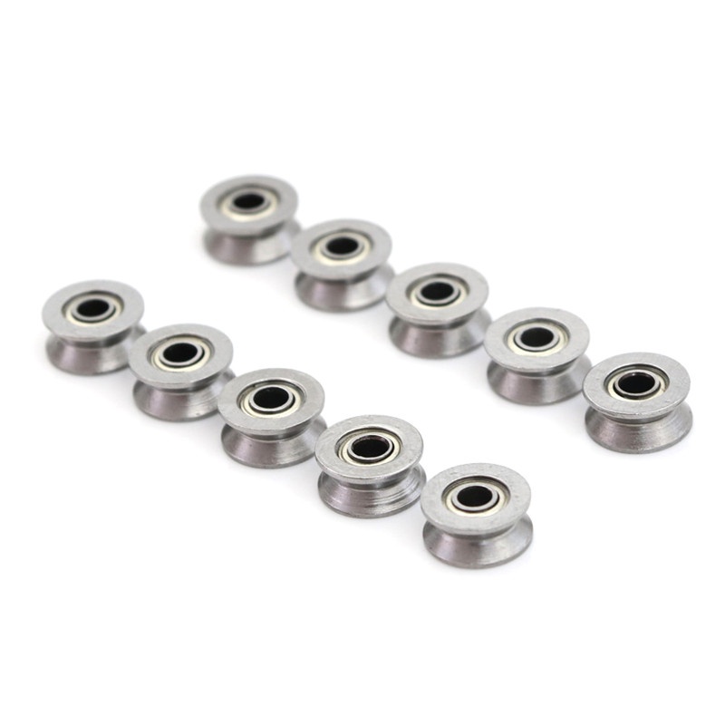 Deid 10pcs Bearing Pulley Ball Bearing HCS Deep V Groove Ukuran 3x12 X 4mm