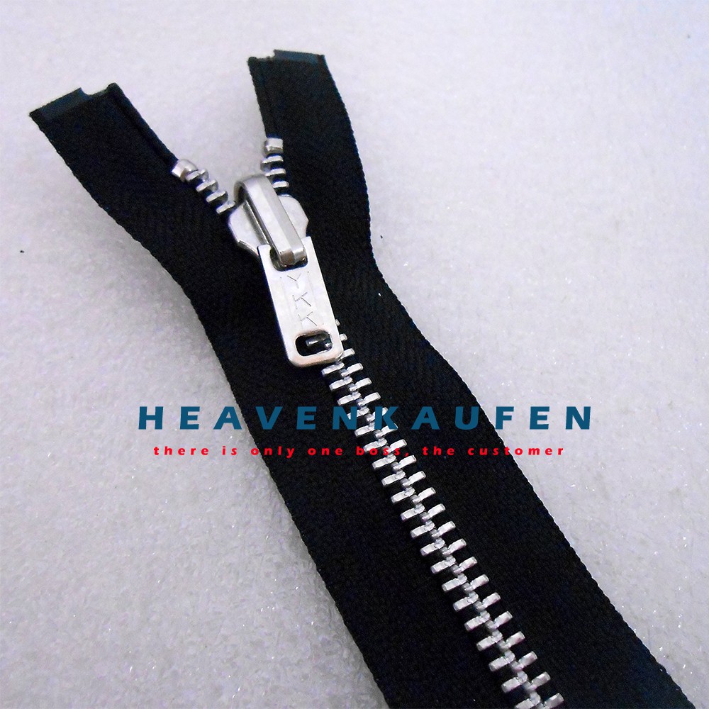 Resleting Zipper YKK Gigi Besi 40 cm / 16 inch Hitam - Silver Bolak Balik