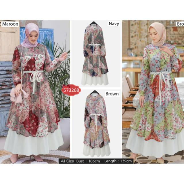 Maxi Muslim Flower Busui Bahan Ceruti + moscrepe + furing 573268