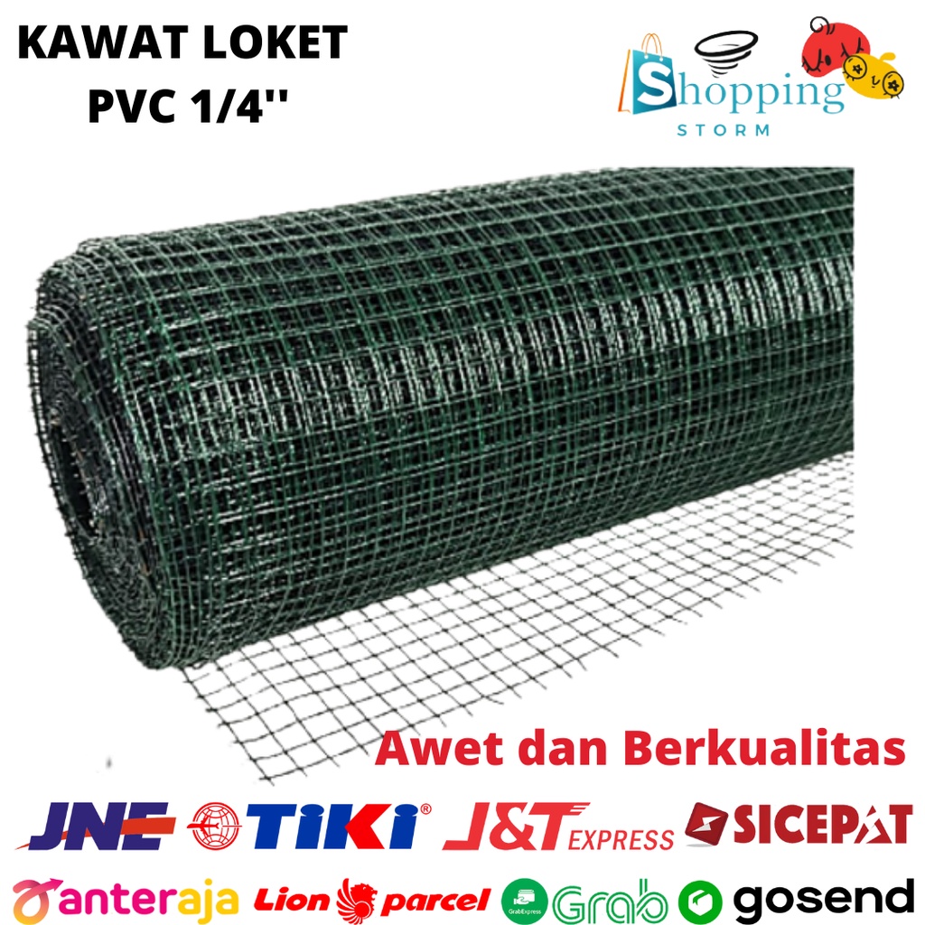 Kawat Loket PVC Kawat Hijau Kawat Ayakan Ram PVC Hijau 1/4 Inch