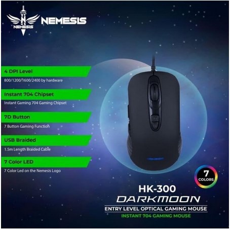 ITSTORE Nyk Nemesis Mouse Gaming USB  HK-300 Darkmoon HK300 HK 300