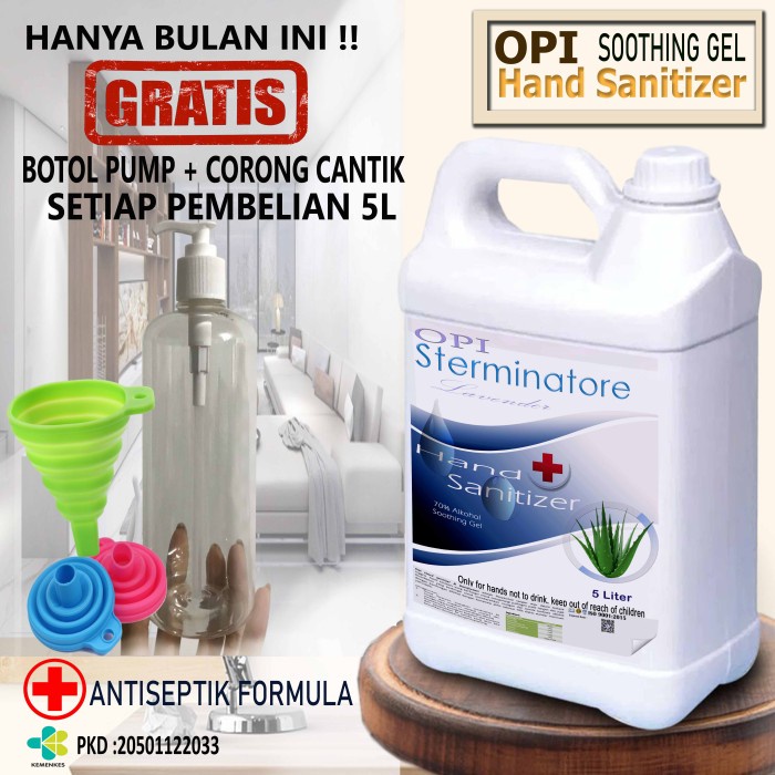 Hand Sanitizer Gel 5 Liter Lavender dan lainnya Bonus Botol dan Corong Produk OPIB1821