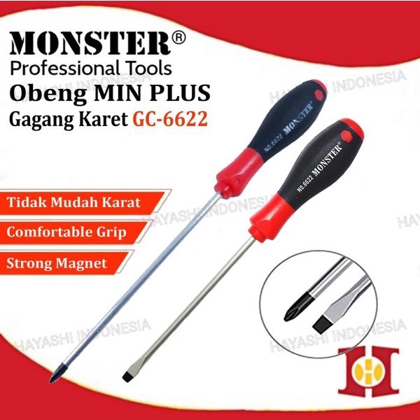 Obeng Plus Kembang Bolak Balik Screwdriver Magnet Gagang Karet 3 5