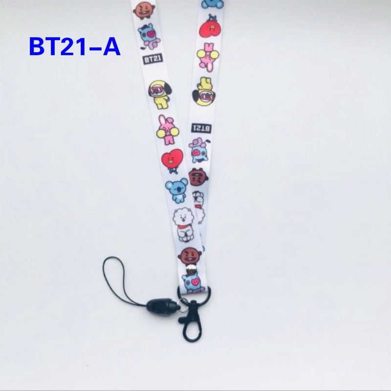 Gantungan Kunci Desain Kpop BTS bt21 dengan Strap Handphone