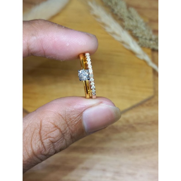 cincin emas wanita solitaire listring full berlian eropa free memo