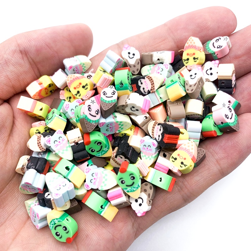 30pcs / lot Manik-Manik Polymer Clay Bentuk Es Krim 12mm Untuk Membuat Perhiasan DIY