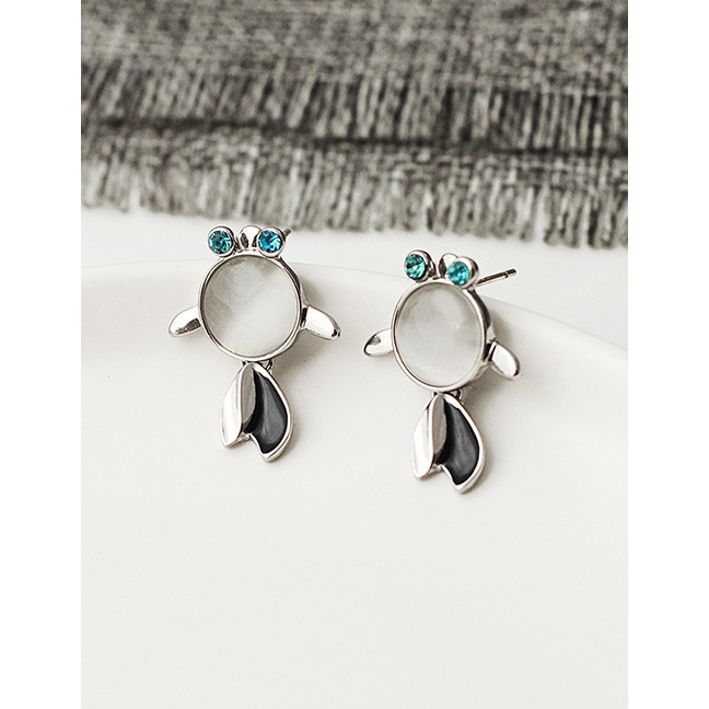 LRC Anting tusuk Fashion Silver Enamel Glazed Opal Goldfish Earrings D76800