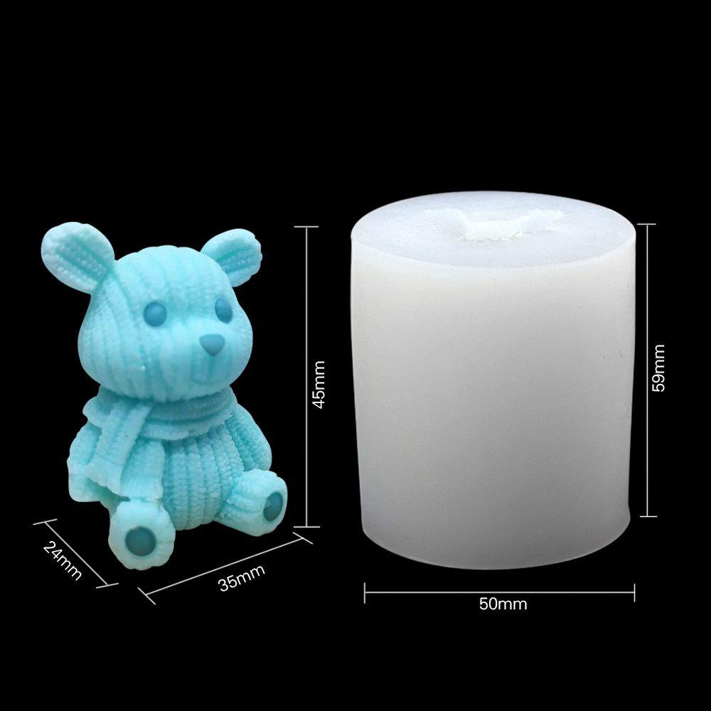 Solighter Kartun Teddy Bear Cetakan Lilin Lucu Casting Kerajinan Tangan Epoxy Resin Silicone Mold