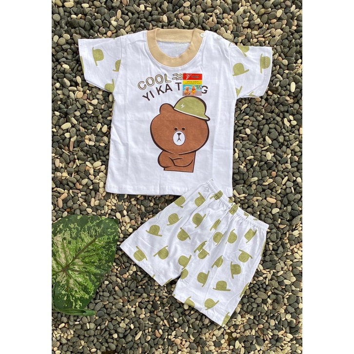 baju bayi lucu murah motif cool setelan PENDEK 3-18 bulan