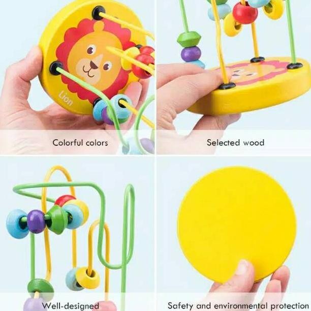 Mini Round Beads Wiregame Matching Game Mainan Balita Wooden Toys Sensory Play Mainan Kayu