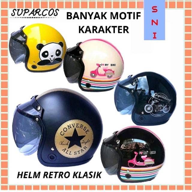HELM MOTOR BOGO RETRO CLASSIC SNI / HELM DEWASA / HELM SCOOPY / HELM VESPA / BOGO / HELEM