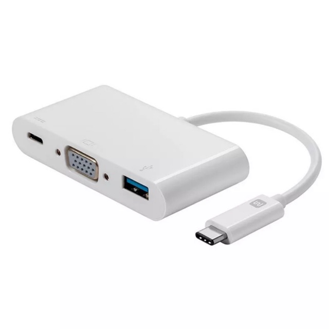 USB Type C to VGA Female with USB 3.0 & USB Type C Port - White