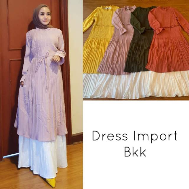 Dress bangkok import kombi putih