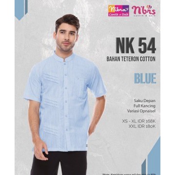 BAJU KOKO NIBRAS TERBARU DEWASA REMAJA//PAKAIAN MUSLIM PRIA - NK 54 BLUE & BROWN XS