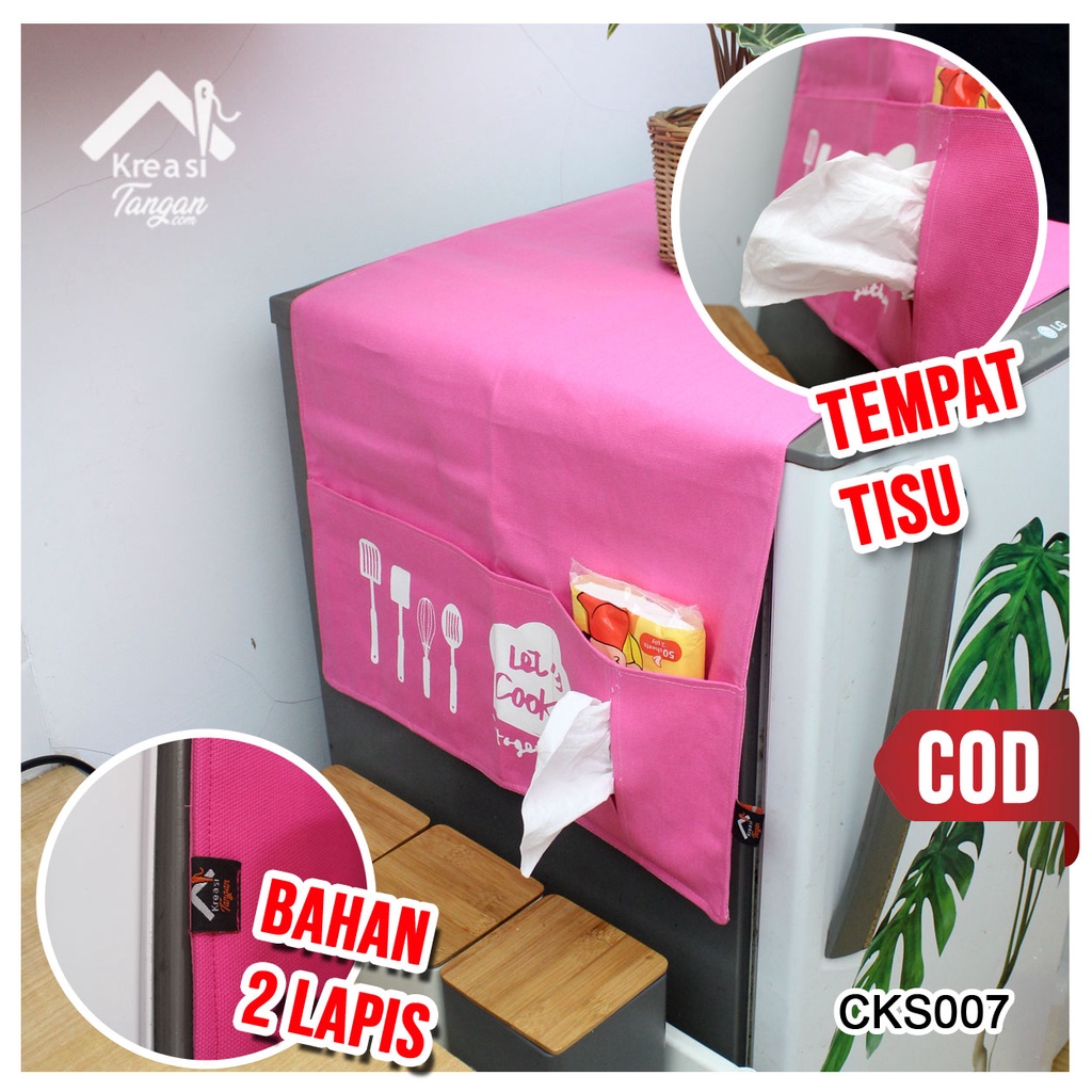 PAKET LEBIH MURAH - Cover Galon &amp; Cover Kulkas Warna Pink (Paket Polos-07)