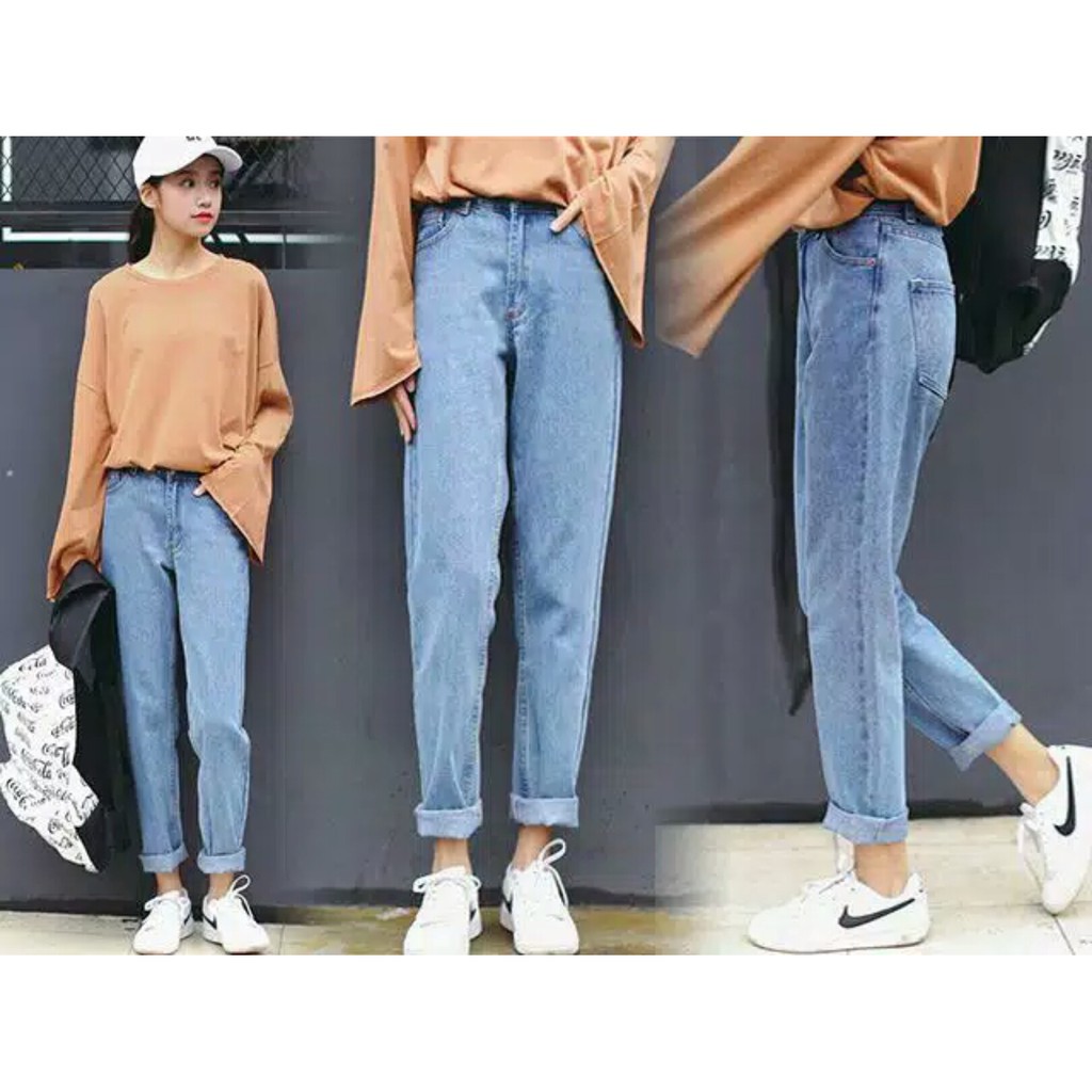 Celana jeans Boyfriend wanita panjang