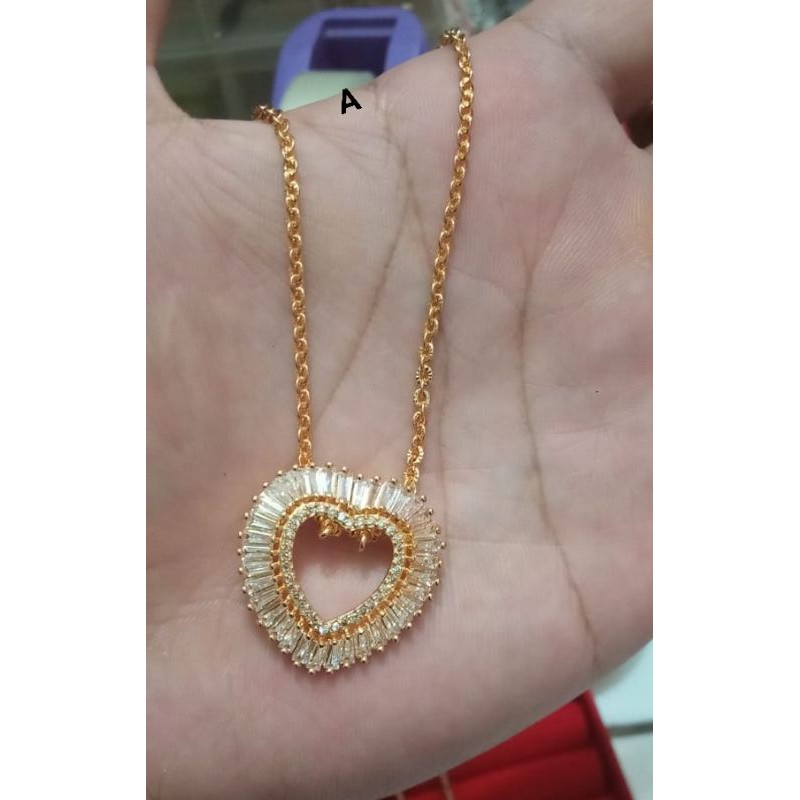 kalung xuping wanita berlapis emas dengan mata zircon 45cm  AL32.