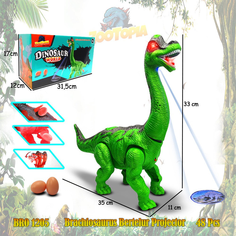 PROMO BBR1016 BRO1205 Brachiosaurus Bertelur Proyektor Dino Dinosaurus Mainan Anak Hewan ZOOTOPIA