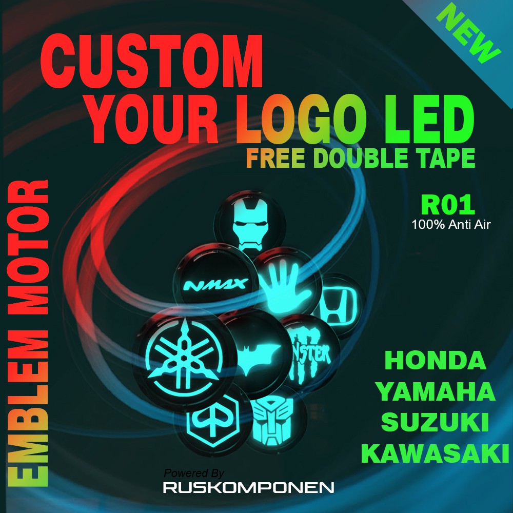Custom Emblem motor LED Aksesoris motor Variasi motor Lampu led custom