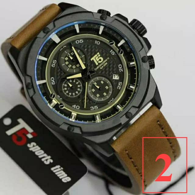 Jam Tangan Pria T5 H 3478 T5 H3478 original leather chronograph bergaransi free box