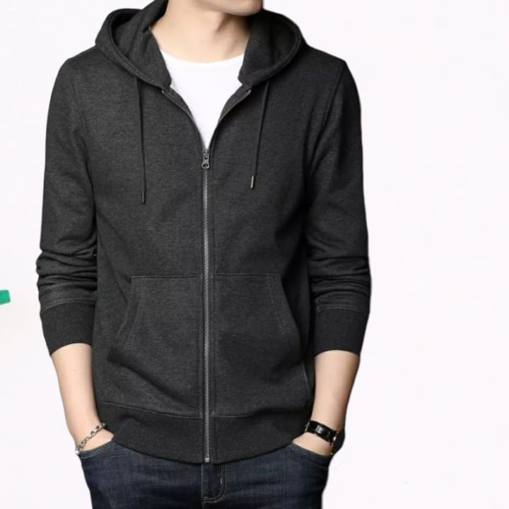 SWEATER HOODIE POLOS RESLETING ZIPPER BAHAN KATUN FLEECE TEBAL HODIE OVERSIZE M - 3XL