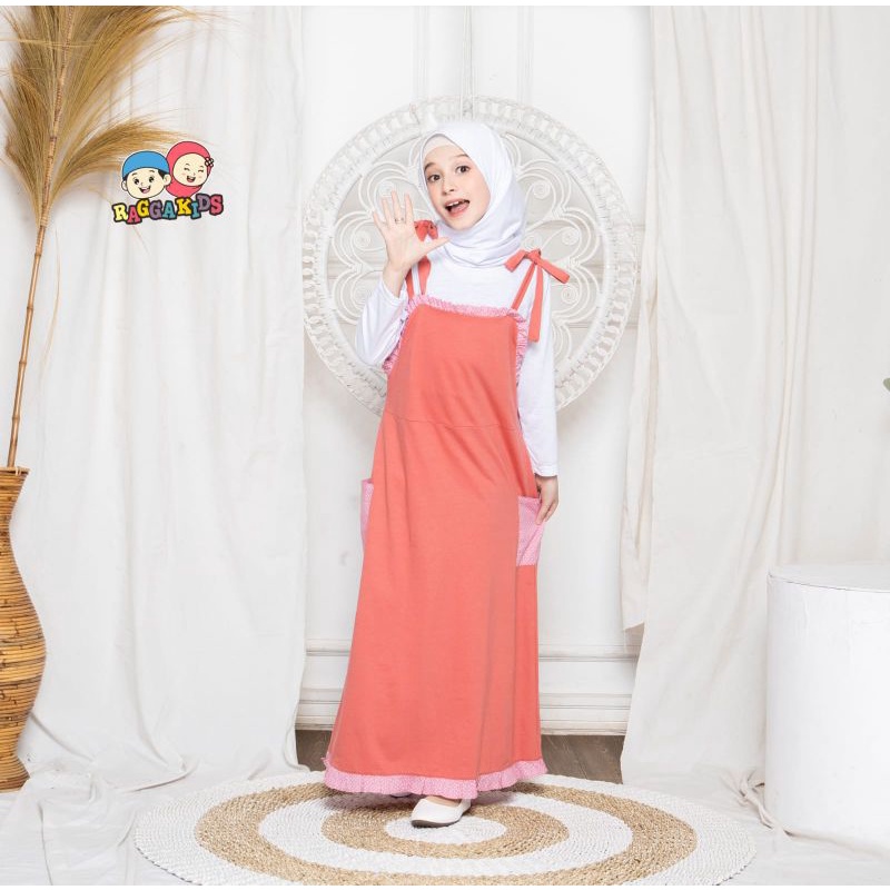 Set Over All Gamis Anak Perempuan Remaja Tanggung Terbaru 2023 Baju Muslim Casual Syar'i Bahan Kaos katun Nyaman Adem Original Casual Raggakids