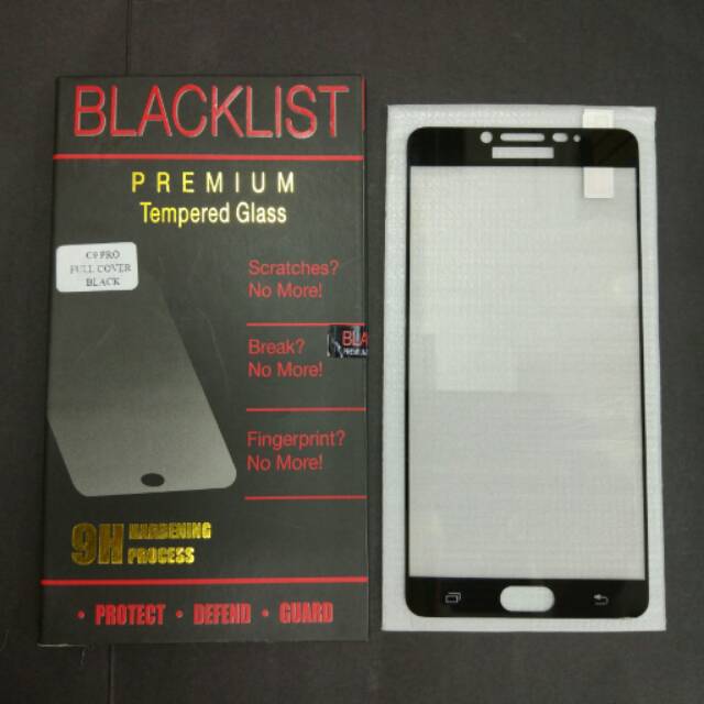 Blacklist Tempered Glass Full Cover Samsung New C9 Pro Black Screen Guard