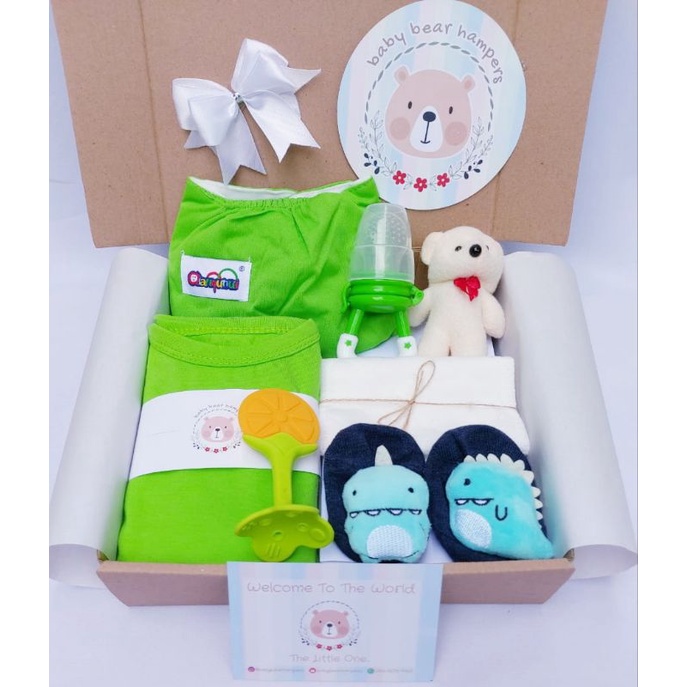 BB1 -  Hampers Bayi / Baby Hampers / Newborn Baby Gift Set / Baby Gift / Kado Bayi / Kado Lahiran / Kado Anak lahir / kado anak / hadiah kelahiran-Colorful green