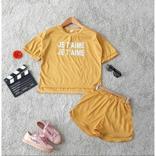 Setelan Kaos Wanita Celana Pendek - Kaos Wanita Murah Set Celana Aku Mencintaimu