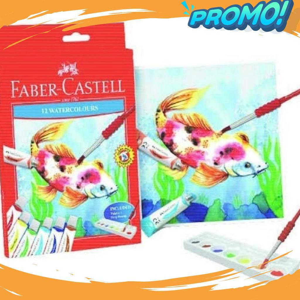 

IMPOR TERBARU Cat Air Water Colour Free Kuas Palet Faber Castell 12 Warna